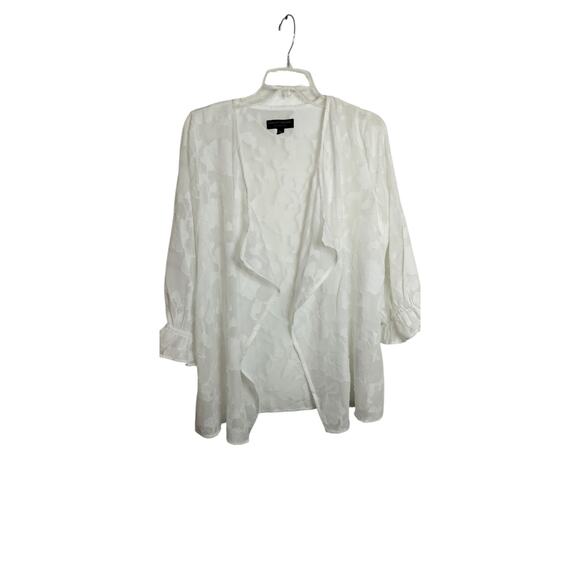 4299) Dorothy Perkins White Open Front Sheer Flowy Chiffon Top 3/4 Sleeves Small - Picture 1 of 7